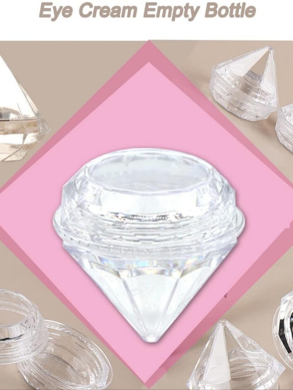 Clear Diamond-Shaped Eye Cream Jar - Transparent